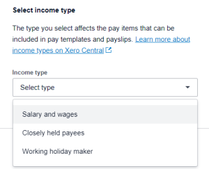Select income type